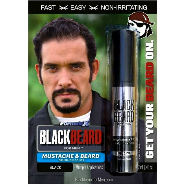Blackbeard for Men Formula X Instant Mustache, Beard, Eyebrow and Sideburns Color - Fast, Easy, Men’s Grooming, Beard Dye Alternative