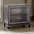 thumbnail image 6 of Benjara Ony 30 Inch Nightstand, 2 Drawers, Solid Wood, Chrome, Graphite Gray Finish, 6 of 6