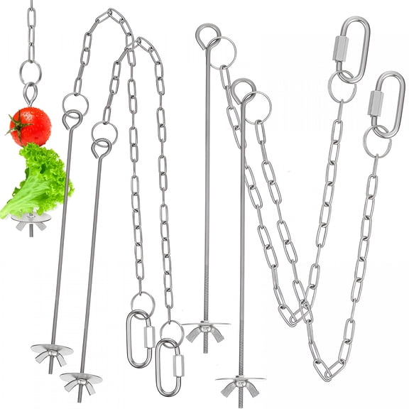 ACDANC 4Pcs Chicken Vegetable Hanging Feeder Toys Chicken Veggies Skewer Fruit Holder with Chain for Hens Chicken Toys for Coop
