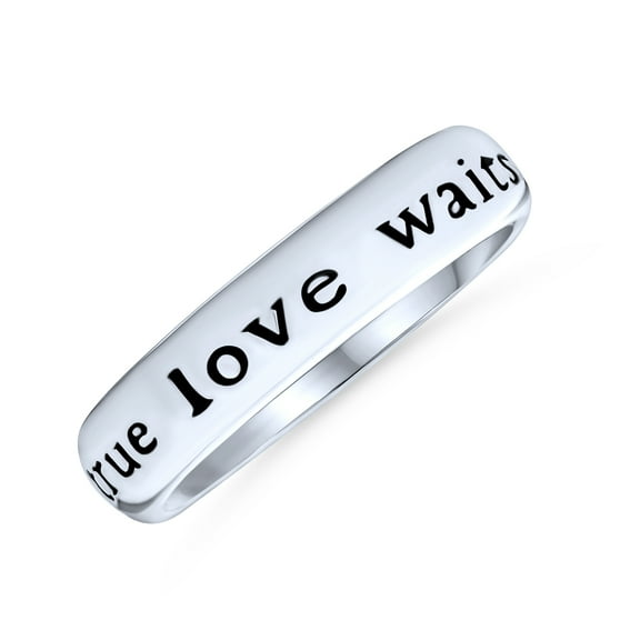 Bling Jewelry Womens Mantra True Love Waits Purity Promise Silver Ring Band Sterling