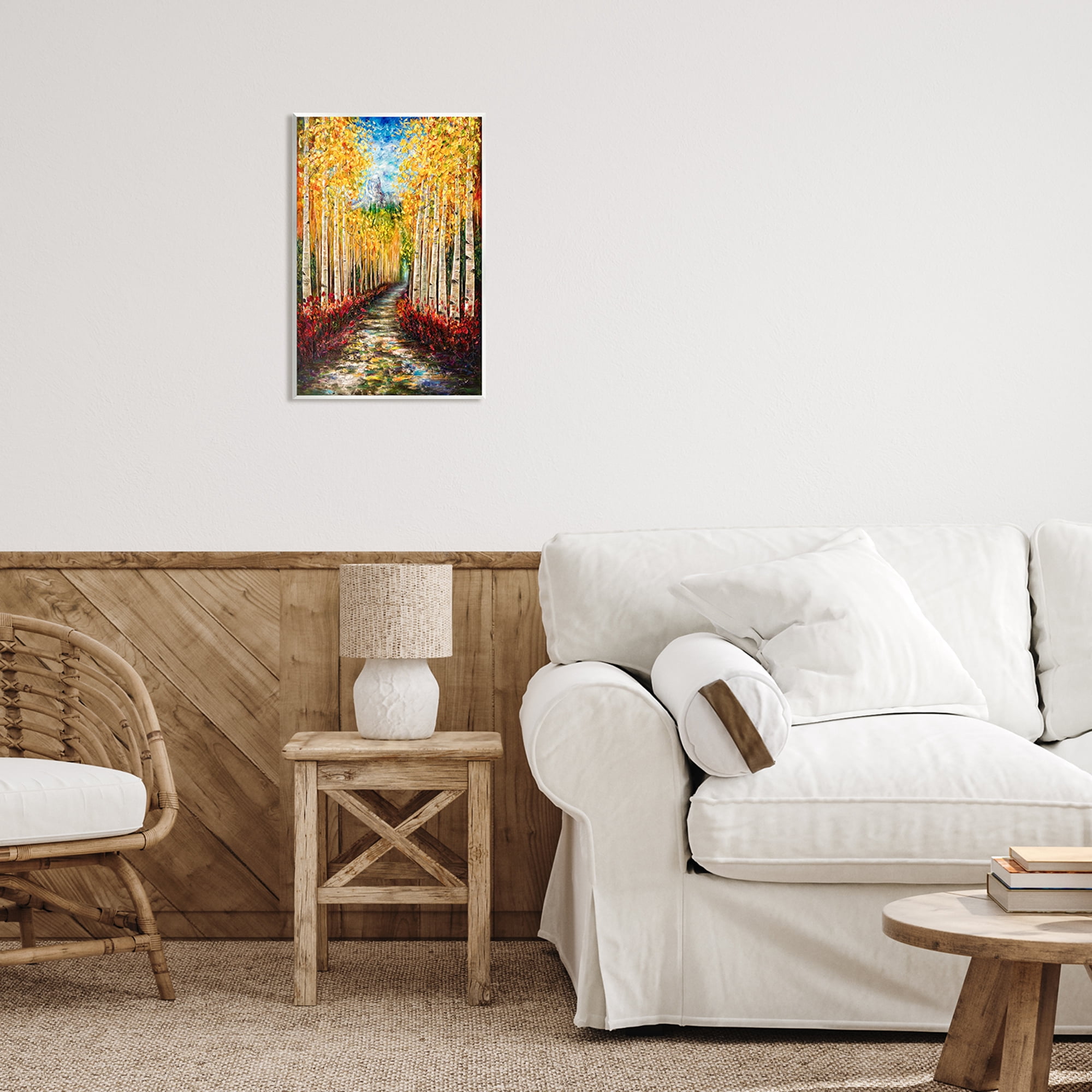 Stupell Industries Modern Birch Grove Painting Nature Painting Unframed Art Print Wall Art, 13 x 19