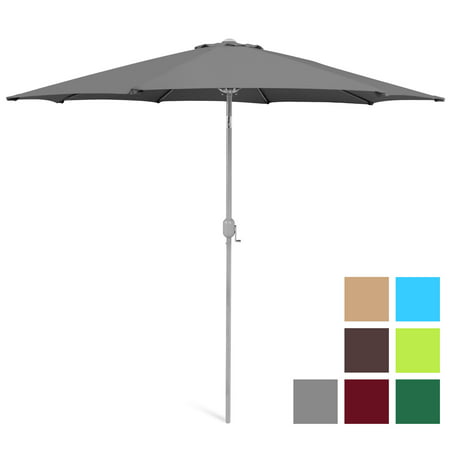 Best Choice Products 9ft Outdoor Water/UV-Resistant Market Patio Umbrella w/ Crank Tilt Adjustment, 180G Polyester, Wind Vent, 1.5in Diameter Aluminum Pole - (9ft Wavy Slide Best Price)