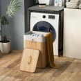 thumbnail image 2 of CZMDZH Bamboo Laundry Hamper with Lid, 72L Large & Tall Clothes Hamper with Removable Liner & Handles, Rectangular Laundry Basket for Small Spaces, Laundry Room, Bedroom (Natural), 2 of 15