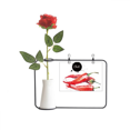 thumbnail image 1 of Chili vegetales sabrosos Healthy acuarela Botella de decoración de jarrones colgantes de flores rosas artificiales, 1 of 3
