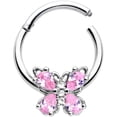 thumbnail image 2 of Body Candy 16G 316L Stainless Steel Hinged Segment Ring Seamless Cartilage Nipple Ring Epic Beauty Butterfly Pink Nose Hoop 3/8", 2 of 6
