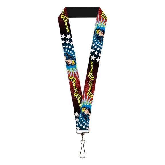 DC Comics Lanyard, Wonder Woman Face Stars, Elastic