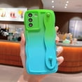 thumbnail image 4 of Compatible with Samsung Galaxy S21 FE 5G 6.4" Case for Women Men, Cute S21 FE Phone Case with Strap Wristband Kickstand Camera Lens Protect Gradient Wave Soft Silicone Cover (Green Blue), 4 of 9