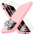 thumbnail image 7 of [5 in 1 for iPhone 12 Pro Max Case 6.7 inch, with 2 Pack Screen Protector + 2 Pack Camera Lens Protector, Liquid Silicone Ultra Slim Shockproof Protective Phone Case (Pink)…, 7 of 7