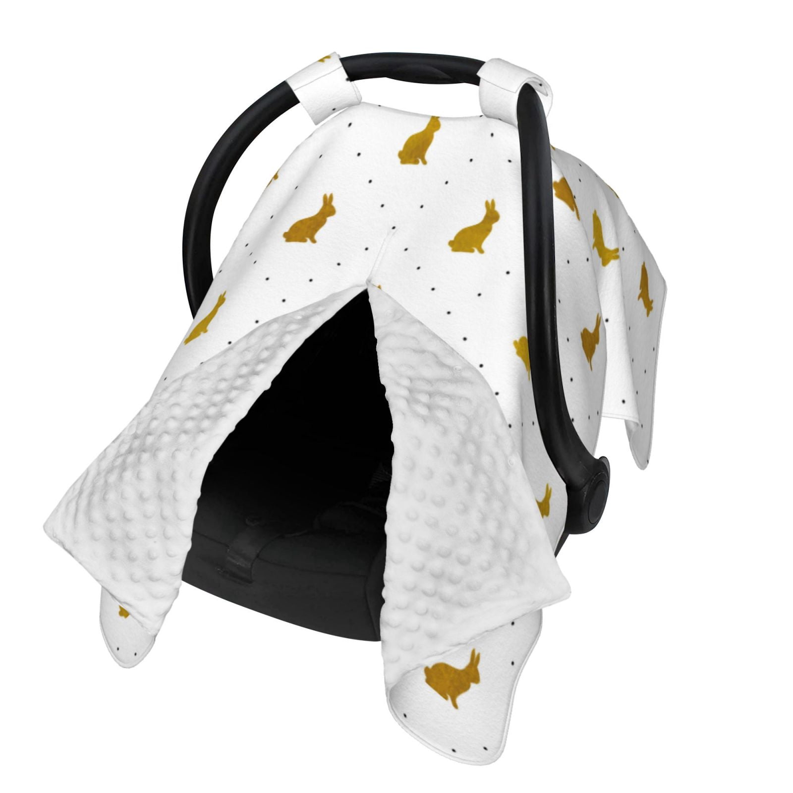 Naloa Gold Rabbit Baby Car Seat Cover, Breathable Baby Carrier Cover, Multiuse Baby Carrier Cover & Nursing Breastfeeding Cover