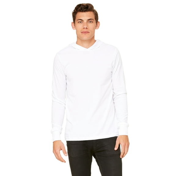 Unisex Jersey L/S Hoodie , 3512 , White , X-Large