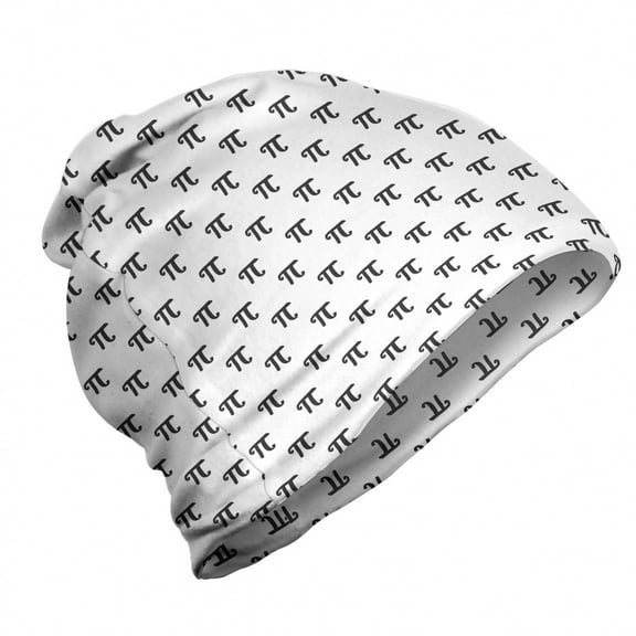 Pi Unisex Beanie, Number in Minimal Style, Hiking Outdoors, Charcoal Grey White, by Ambesonne