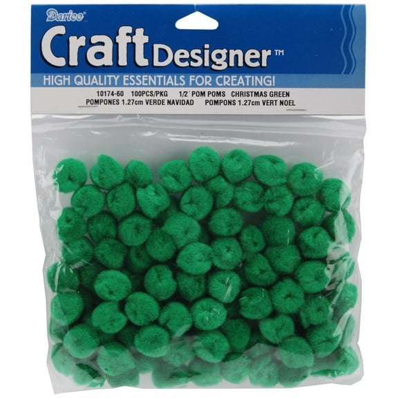 Darice Pom Poms - Kelly Green, Pkg of 100