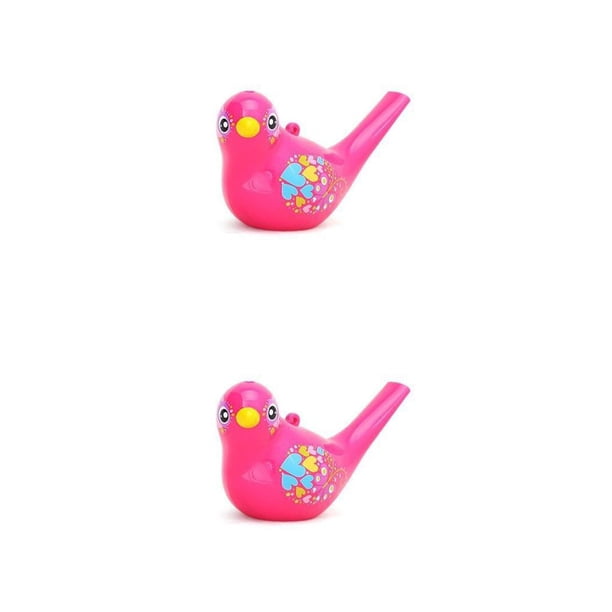 Silbato de agua Ounissouiy Pájaro de baño simulación educativa decoración niños Rosa roja 2piezas