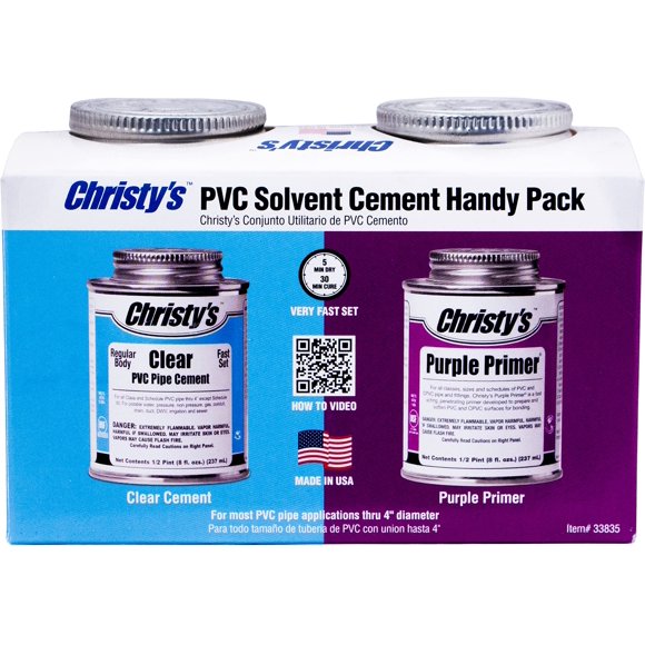 Imprimador Christy's PVC Cement Handy Pack, transparente y morado, 237 ml