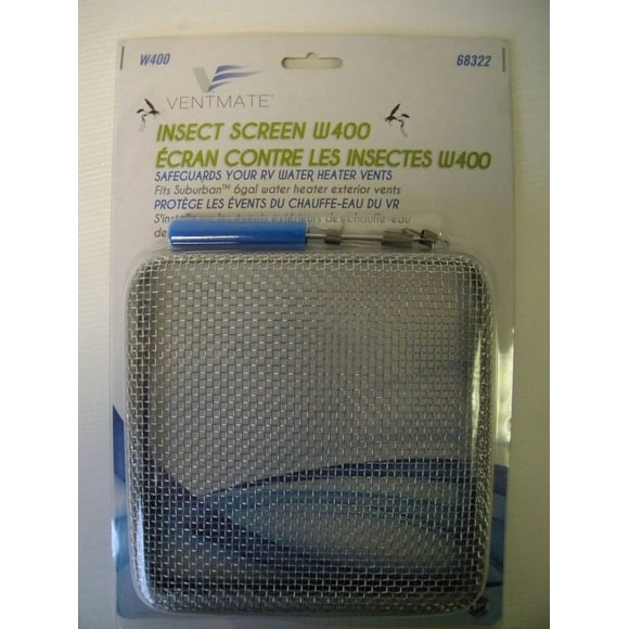 Ventmate Écran Anti-Insectes - Appareil RV 68322 Évent de Chauffe-Eau; Acier Inoxydable; Simple; avec 2 Fixations à Ressort/outil d'Installation/bord en Caoutchouc Silicone; Modèle VNT-W400