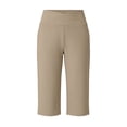 thumbnail image 6 of Women's 14" Bermuda Shorts Knee Length High Waisted Stretchy Long Shorts with Pockets Athletic Casual Summer ,S,#01 Khaki, 6 of 8