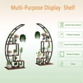 thumbnail image 5 of Ataucjin Plant Stand Indoor 2 Pack,5 Tier Tall Metal Indoor Plant Stand, Half Moon Shape Garden Plant Holder, Round Flower Shelf Rack with 4 Hanging Hooks Stylish Tiered Flower Storage Rack Tall Metal, 5 of 7