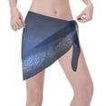 thumbnail image 3 of Bingfone Retro Blue Glitter Women's Sarong Swimsuit Cover Ups Bathing Suit Coverups Chiffon Beach Wrap Skirts, 3 of 7