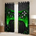 thumbnail image 2 of Castle Fairy Teens Green Gamepads Curtains Pack of 2 (42x84 Each),Geometric Honeycomb Curtains Blackout,Abstract Gradient Bedroom Curtains,Super Cozy Room Decor, 2 of 6