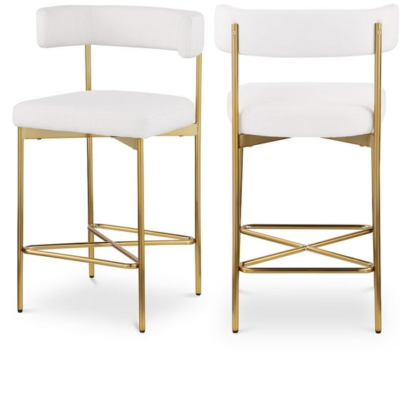 Meridian Furniture Rivage Cream Durable Linen Textured Fabric Stool (Set of 2)