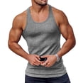 thumbnail image 2 of sunsanly O-Neck Sleeveless Racerback Men Vest Summer Ribbed Solid Color Fitness Vest Top, 2 of 8
