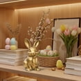 thumbnail image 4 of Easter Bunny Figurines Gold Home Decor Plastic Statue Easter Table Decor Large Figurines Easter Table Centerpiece Decorative Bunny Sculpture For Home Living Room Decor, 4 of 8