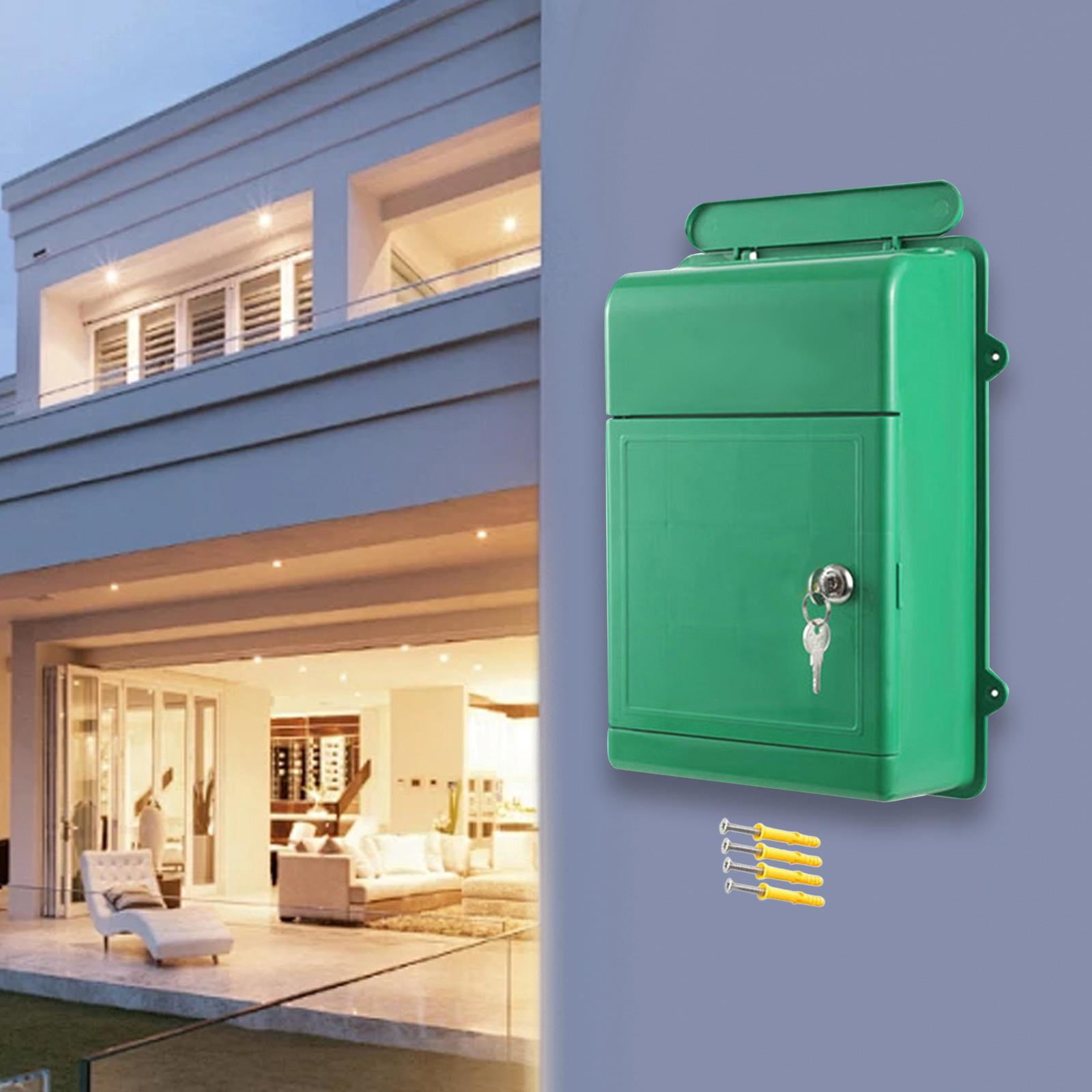 Baoblaze Wall Mount Mailbox Back Hollow Letter Box for Office Building Outdoor Street Green