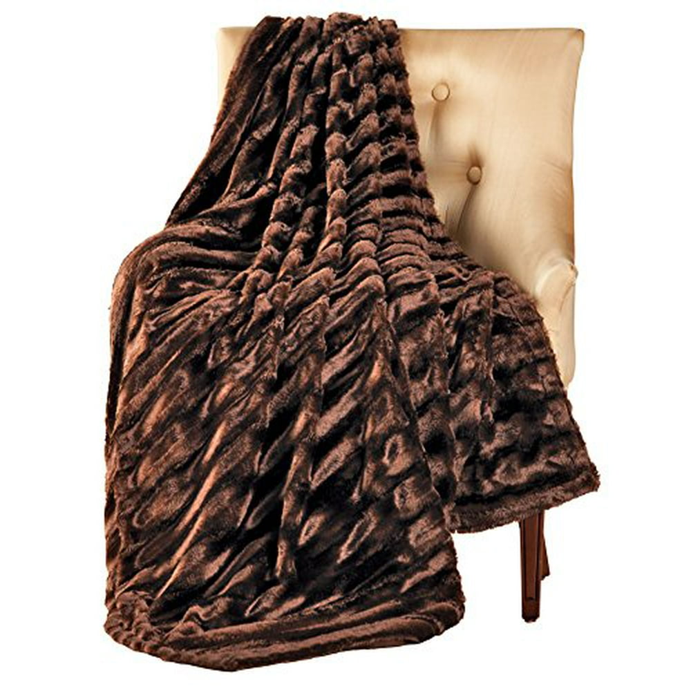Collections Etc Striped Faux Mink Throw Blanket