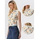 thumbnail image 2 of Blusas Elegante Sin Mangas Allegra K Vintage De La Década De 1950 Con Volantes Para Oficina De Negocios Para Mujer Blanco Azul Floral M, 2 of 6
