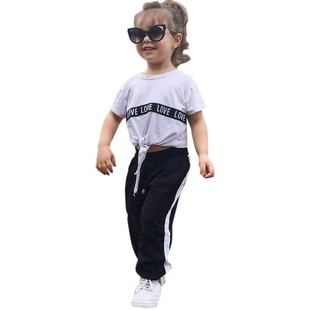 

ZIZOCWA Tie Dye Crop Top Skirts Set Toddler Kids Baby Girls Short Sleeve Letter Printed Tops + Pants Outfits Set Baby Girl Clothes for Women Girls New Born Outfit Girls With No Clothes On Sweat Suit