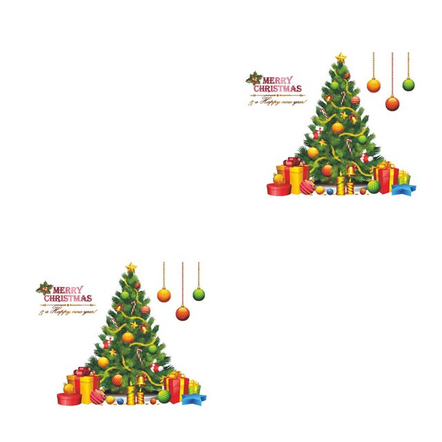 Toystoory Christmas PVC Wall Sticker Home Living Stickers Room Wallpaper Supplies Tree Decoration Xmas Decals New Year Door Bedroom 25x70x2cm 2piezas