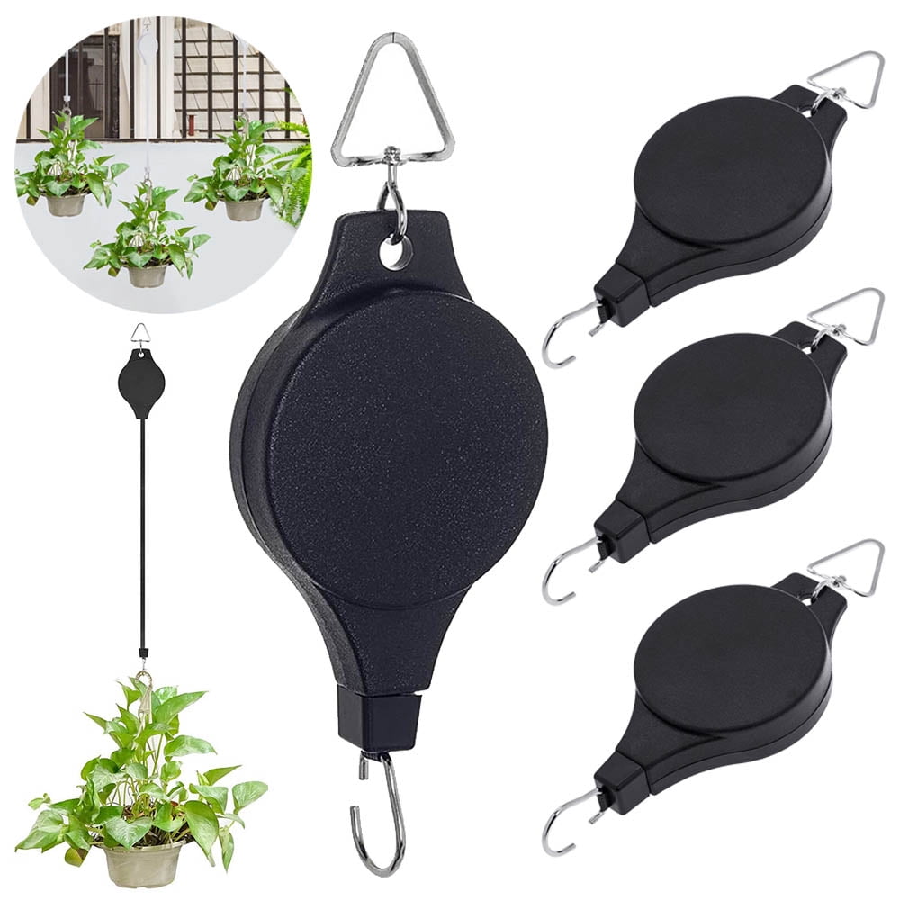 4PCS Plant Pulley Hanger Retractable Plant Hook Pulley, Adjustable