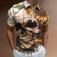 thumbnail image 2 of Sunflower Skull (7) Men Zipper T-shirt Summer Casual Short Sleeve T-shirt Top, 2 of 7
