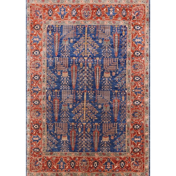 Ahgly Company Indoor Rectangle Mid-Century Modern Dark Raspberry Purple Oriental Area Rugs, 6' x 9'