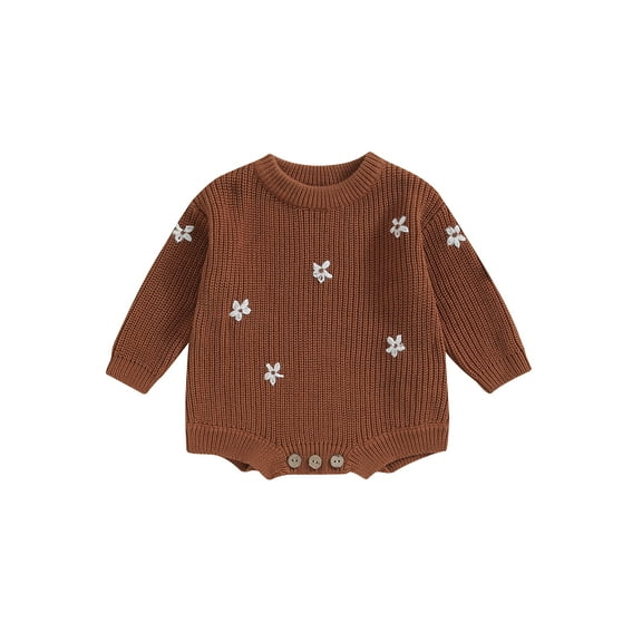 GXFC Baby Fall Romper Sweater for Girls 6M 12M 18M 24M Infant Long Sleeve Flower Jumpsuit Bodysuit Autumn Clothing for Newborn Girls