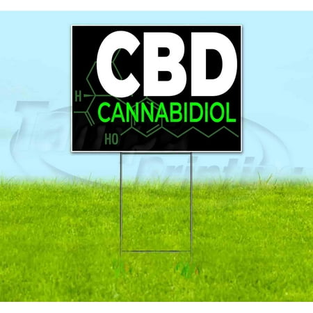 CBD Cannabidiol (18"" X 24"") Yard Sign, Includes Metal Step Stake