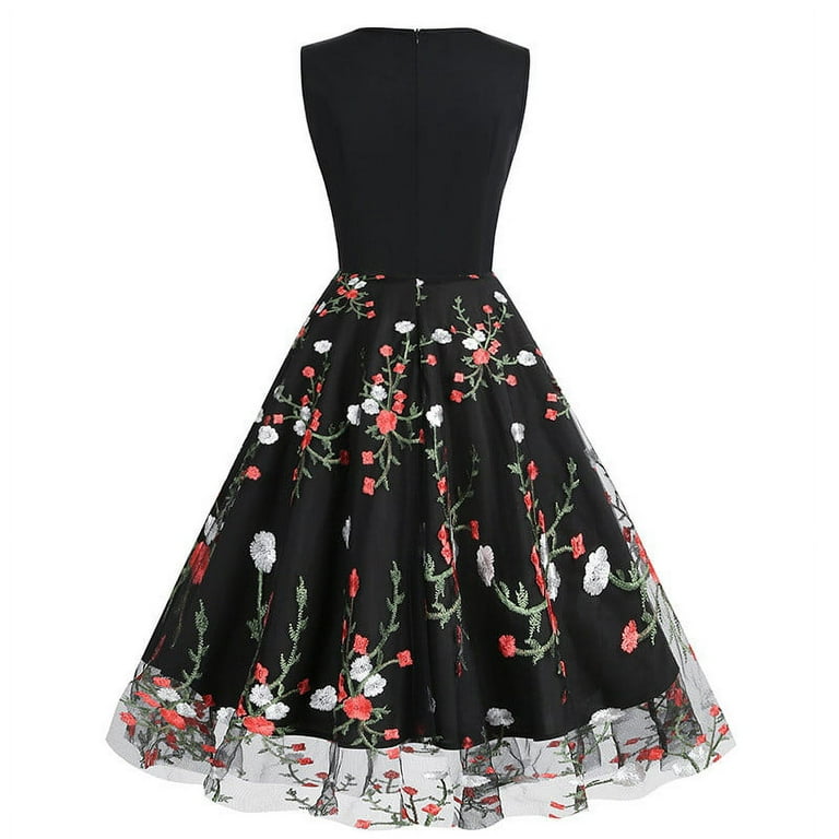 rockabilly dress Pink Gingham Sleeveless Featuring delicately embroidered floral bouquets and a flattering A Wholesale Rockabilly dress for your