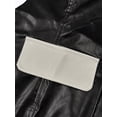 thumbnail image 6 of Women's Black And White Color Block Faux Leather Blazer Single Button Notched Lapel Contrast Trim PU Jacket Plus Size Formal Slim Fit Fashion Outerwear With Exquisite Cuff And Pocket Details, 6 of 6