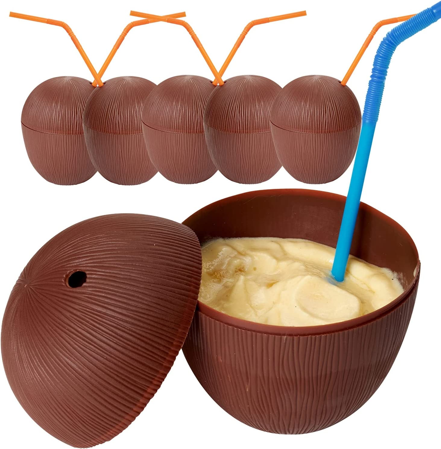 Kicko Coconut Cup 6 Pack 5.5 Inches Cool and Fun Plastic Coconut