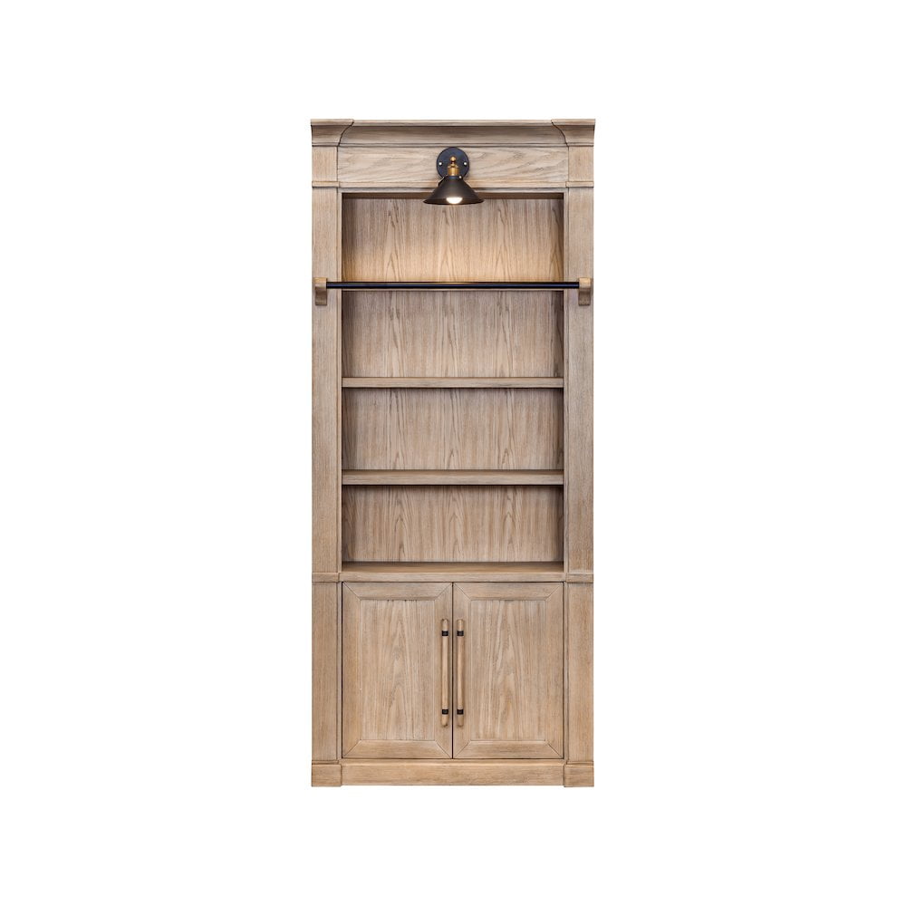 Two 8' Tall Bookcase Wall With Ladder Brown