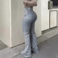 thumbnail image 2 of TAGOLD Womens Summer Full Length Pants Jeans High Waist Flared Stretch Slim Pocket Denim Street Style Pants, 2 of 5