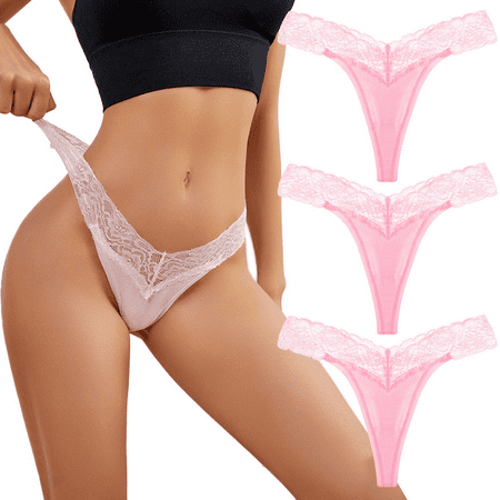 Fulorrnie Underwear for Women Seamless G String No Show Thong Panties Elastic Waist Banded Stretchable Panty  Pink  M