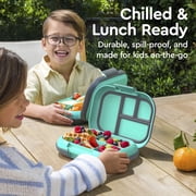 Bentgo Chill Kids Leak-Proof Lunch Box - 4-Compartment Bento Box with Built-In Ice Pack, 3.3 Cup Capacity, PFAS & BPA-Free, Microwave & Dishwasher Safe, Ideal Size for Ages 3 to 7 (Electric Aqua)