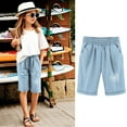 thumbnail image 2 of Boys Shorts Size 14-16 Summer Letter Print New York Drawstring Elastic Waist Hiking Shorts Lightweight Kids Summer Shorts with Pockets Kids Clothes,Light Blue,140(9-10 Years), 2 of 4