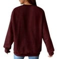 thumbnail image 4 of Women's Waffle Knit Raglan Sleeve Round Neck Long Sleeve No Hood Sweatshirt with Pocket, Fashion Casual Pullover Top for Daily Wear, Casual Activities, Festival and Work Outfits Wine XXXL, 4 of 8