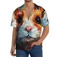 thumbnail image 7 of Lsque Oil Painting Colorful Hamster print Men's Cuban Collar Short Sleeve Shirt Summer Beachwear Casual Button Down Fashionable Vacation Leisure Shirt-3X-Large, 7 of 7