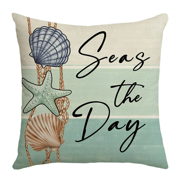 Leaves Throw Pillow Covers Fresh Summer Ocean Pillow Living Room Bedroom Home Letter Printed Linen Cushion Pillow Cover - Pillow for