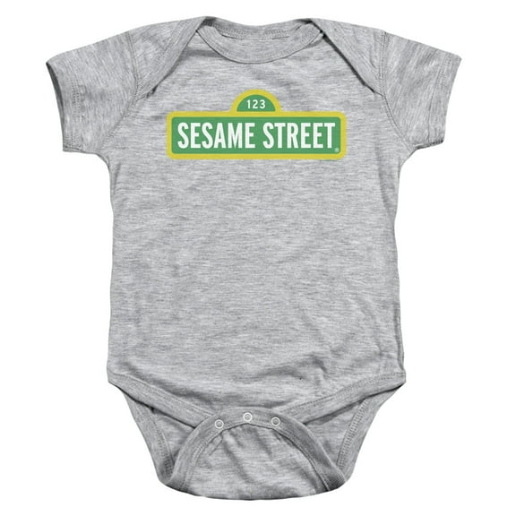 Sesame Street Logo Infant Snapsuit Romper Athletic Heather 12Mos