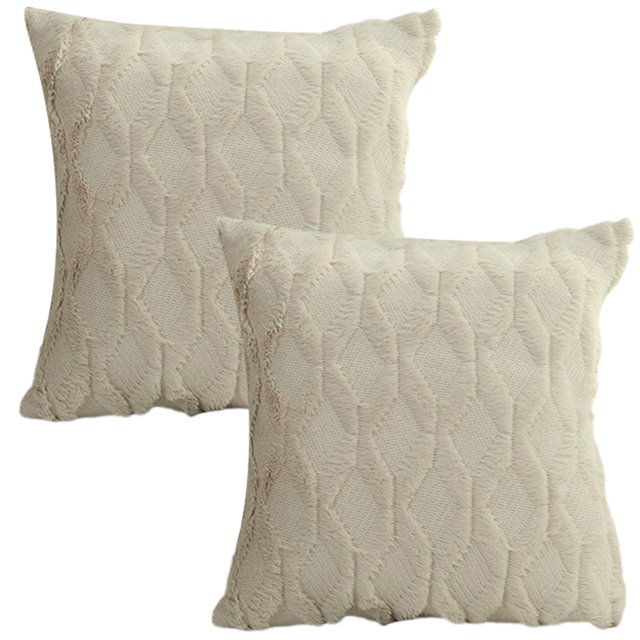 Juego de 2 fundas de almohada decorativas de terciopelo polar corto de felpa suave, funda de cojín cuadrada