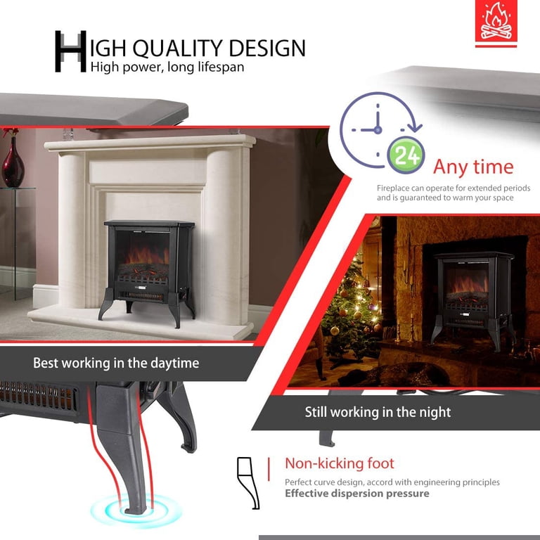 VIVOHOME 17 Inch Height Freestanding Electric Fireplace Stove Heater with  Realistic 3D Dancing Flame Effect, Overheat Protection, CSA Certified,  Black - Walmart.com